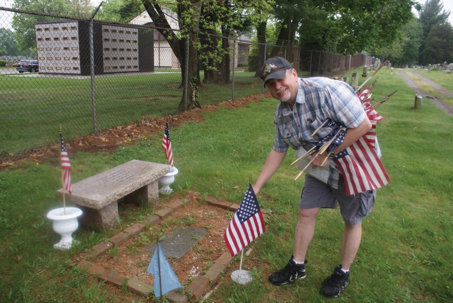 IN MEMORIAL: In Remembrance: Sons of the Union Civil War Veterans, Camp 7, was replacing American flags at all Civil War Veterans headstones. Ron Barnes, Camp 7 Commander, placed a flag at the headstone of John Edwards Medal of Capt. of TOP US Navy Civil War.